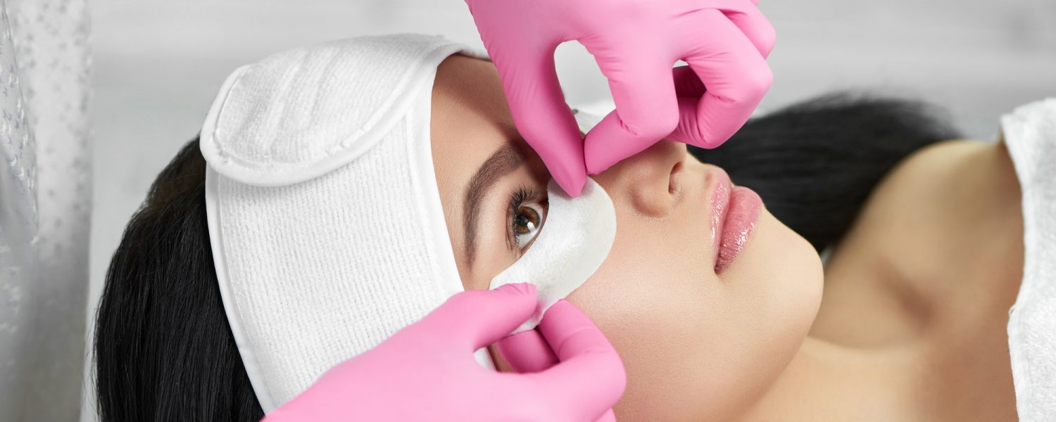 Lashmaker is prepearing girl for lashes extension Lashmaker is prepearing girl for lashes extension